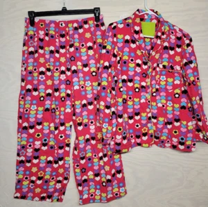 Vintage Victoria's Secret Damen Gr. M Pyjama Set Knopfleiste Gummibund Rot - Bild 1 von 10