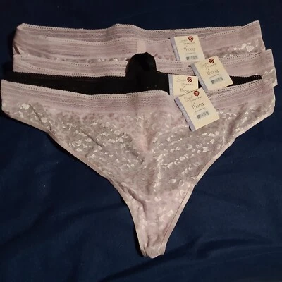 NUEVO CON ETIQUETAS Secret Treasures 4 Pares XXL 20 Leo Jacquard 3 Púrpura 1 Negro Tanga Bragas  Foto 1 de 4
