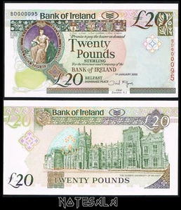 IRELAND 20£ POUNDS 2003 Pick-80a "LOW SERIAL" S/N BD 000095 - Picture 1 of 1
