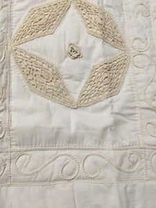 Vintage shabby chic lace pillow sham cotton beige country style 19x25" new - Picture 1 of 5