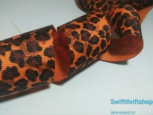 Leopard Cheetah Grosgrain RIBBON Orange Brown 1.5" Wide 20 Yards - Bild 1 von 5