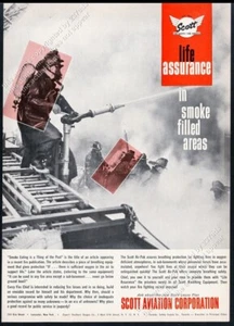 Scott Air Pak 1963 bomberos fuego incendio foto vintage anuncio impreso comercial - Imagen 1 de 7