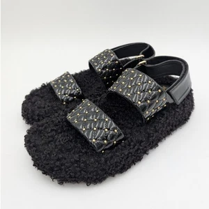 Jeffrey Campbell Ardeman Sandal Women's Open Toe Faux Fur Black Size US6 EU37 - Picture 1 of 11