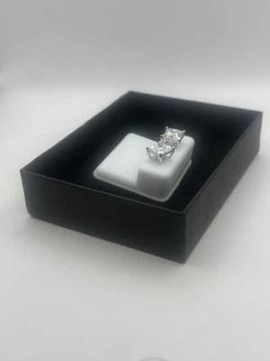 New 925 Sterling Silver SQ8mm Moissanite Solitaire Studs 6CTW VVSD Color - Image 1 of 4