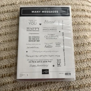 Stampin’ Up! Juego de sellos adhesivos MUCHOS MENSAJES 154510 frases de celebración - Imagen 1 de 5