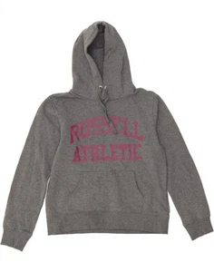 RUSSELL ATHLETIC Womens Graphic Hoodie Jumper US 10 Medium Grey Polyester AZ10 - Picture 1 of 3