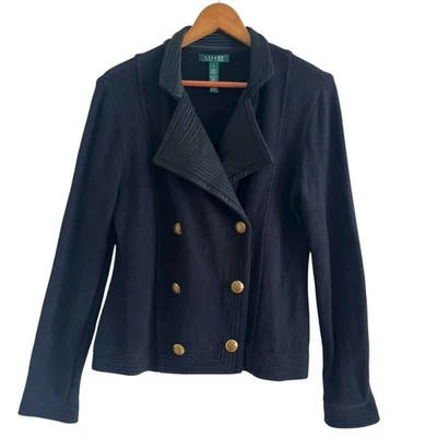 Blazer Ralph Lauren Negro Tejido S Botón Cresta Dorada Herencia Militar Dinero Antiguo Foto 1 de 4