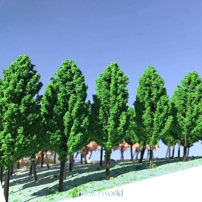 10PC HO/OO Scale Street Trees Miniatures Lot Forest Green Plants Model Railroads - Image 1 of 4
