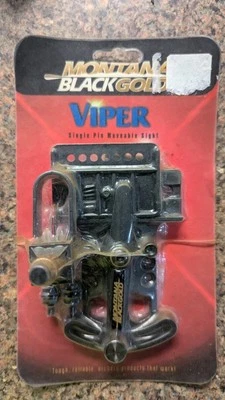 Mira de arco móvil de víbora Montana dorada negra con un solo pasador caza NUEVO STOCK ANTIGUO  Foto 1 de 4