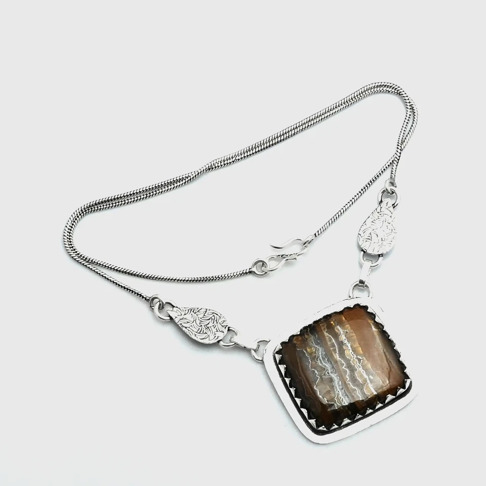 Collar étnico hecho a mano con piedras preciosas ojo de tigre de hierro joyería regalo 22 Gms AN 15085 Foto 1 de 1