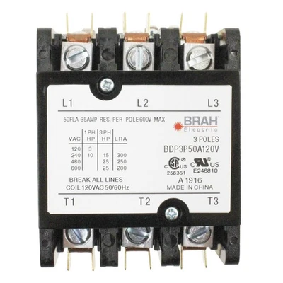Contactor de propósito definido BDP3P50A480V 50A 600V 3P con bobina de 480VAC Foto 1 de 3