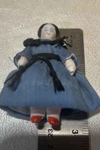 Antique China Head Dollhouse Doll, 2 And 3/4” - Picture 1 of 6