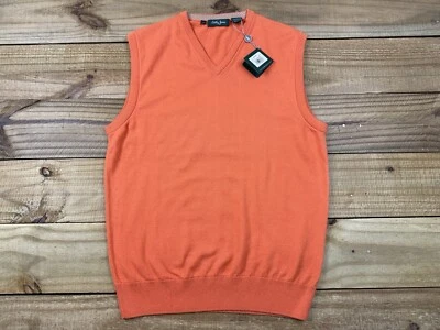Novo com etiquetas Bobby Jones colete suéter de golfe 100% algodão peruano pima tamanho P tangerina - Imagem 1 de 4