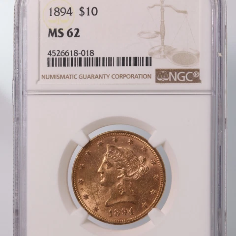 1894 Liberty $10 NGC Certified MS62 Cover