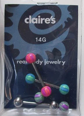 M2 D 14g Acero Quirúrgico 3 Barra Extra Set Extremo Bola LENGUA BARRA CUERPO JOYERÍA Foto 1 de 2