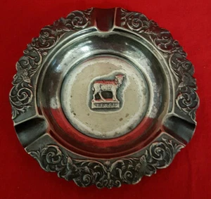 Vintage Texel Sheep Ashtray. Silver Plated. Approx. 4.5" across Embossed Figure - Bild 1 von 4