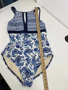 AZUL COSTERO MUJER TRAJE DE BAÑO DE UNA PIEZA TALLA XL azul y blanco - Imagen 1 de 10