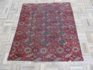 3'4 x 3'10 Hand Knotted Red Antique Fine Bokara Oriental Rug G15450 - Picture 1 of 12