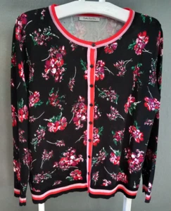 Betty Barclay Damen Strickjacke Gr. 44 schwarz + Blumen Glitzerrand sehr schön - Bild 1 von 4