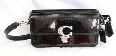 COACH Black Studio Baguette Sequins Shoulder Bag Crossbody  CM428 ~ NEW - Image 1 of 4