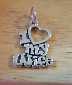 Plata Esterlina 20x14mm says I Love My Wife with Heart Charm - Imagen 1 de 3