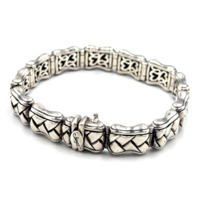 Scott Kay Sterling Silver 925 Basket Weave Design Panel Bracelet Unisex 7.25" - Image 1 of 4