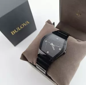 Bulova Gemini Hombre Cuarzo Negro Cristal Acento Acero Inoxidable Reloj 40MM 98D177 - Imagen 1 de 13
