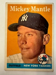 Topps 1958 Baseball Card ~ Mickey Mantle #150 ~ New York Yankees ~ Outfield - Picture 1 of 2