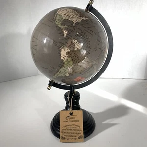 Aman Hand Crafted World Globe Wood Base Geographical Map Decor Display - Picture 1 of 19