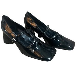 Charles Keith Women's Black Patent Leather Mary Jane Heels Size 38 8