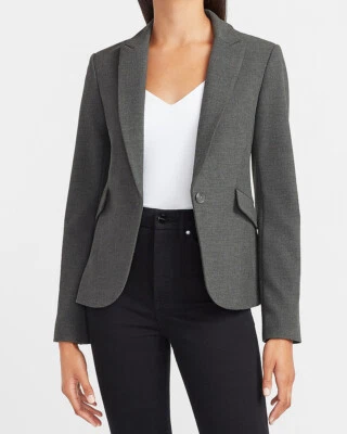 NOVO BLAZER EXPRESSO US$ 128 URZE CINZA MACIO E ELEGANTE PICO LAPELA UM BOTÃO TAMANHO 12 - Imagem 1 de 3
