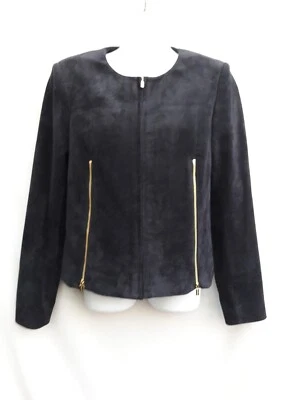 Chaqueta de gamuza sintética Calvin Klein talla 6 negra con cremallera para mujer Foto 1 de 4