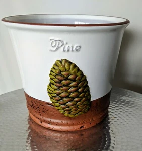 New 3D PINE CONE PLANTER * Tabletop CHRISTMAS TREE Pot * Glazed Inside/Out - Picture 1 of 3