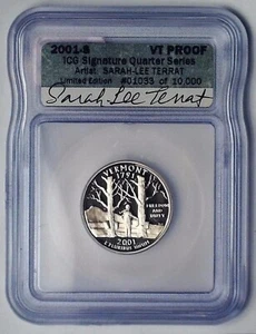 2001-S Washington Quarter Vermont Proof 25C Coin ICG Signature Quarter Series - Picture 1 of 4