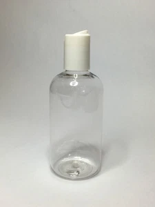 Empty 100ml PET Plastic Clear Boston Bottles And White Disc Top *ANY AMOUNT* - Picture 1 of 3
