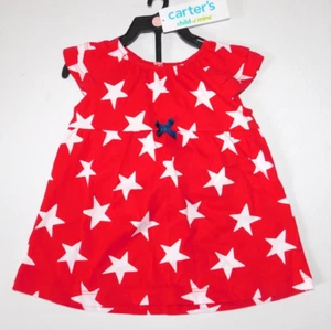 Baby Infant 0 3 Month Girl Red Dress White Stars & Bloomers Patriotic Sleeveless - Picture 1 of 4