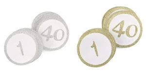 1-40 Gold Or Silver Glitter Round Bridal Shower Wedding Table Numbers  - Picture 1 of 3
