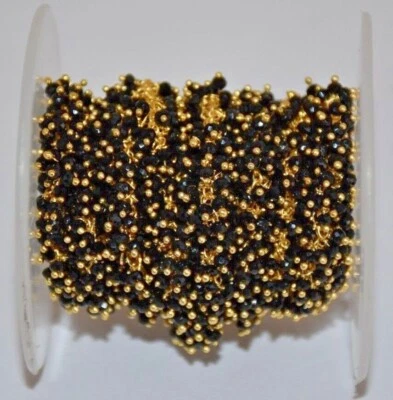 Cadena rosario de cuentas de vidrio negro de 2 mm cadena gruesa para hacer joyas cadena de racimo de uvas Foto 1 de 4