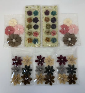 7x Prima Marketing Flowers Fleurs De Prima Pink Pearl Felt Sparkly Scrapbooking - Picture 1 of 5