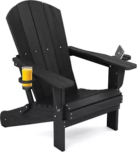 HDPE Folding Adirondack Chair with Dual Cup Holder - Composite Adirondack Chair - Picture 1 of 12