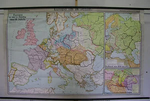 School Wall Map Europa 18.JH 208x131cm 1970 Cooler Travel Planner - Picture 1 of 1