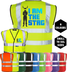 I AM THE STAG Party Wedding Groom Night Hi-Vis Vest T-Shirt Funny Printed - Picture 1 of 18