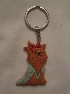 Porte-clés humoristique - chien YORKSHIRE NOEUD ROUGE - Picture 1 of 1