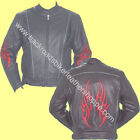Mens Naked Cowhide Leather Biker Sport Motorcycle Cruiser Jacket Red Flames   