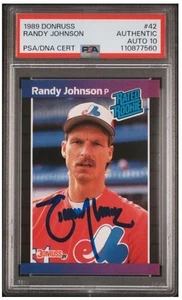Carta Baseball 1989 Donruss Randy Johnson Rookie Firmata Certificata PSA/DNA Auto 10 - Foto 1 di 4