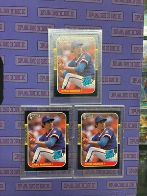 Lote de 2 cartas 1987 Donruss Rated Rookie #36 Greg Maddux Cubs Foto 1 de 2