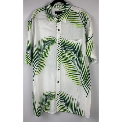 Camisa Aloha Margaritaville XXL Blanca Verde Tropical Hoja de Palma Abotonada Para Hombres Foto 1 de 4