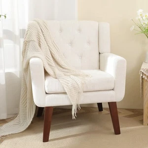 Accent Reading Chair Button-Tufted Upholstered Comfy Mid Century Modern Chair... - Picture 1 of 8
