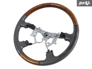 TOYOTA LAND CRUISER 100 UZJ100W Steering Wheel Wood Gray Leather 45102-60190 - Picture 1 of 9