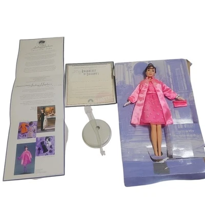 Mattel 1998 Audrey Hepburn Pink Princess Barbie NRFB on Insert Certificate Stand - Image 1 of 4